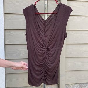Brown Ruched Sleeveless Top